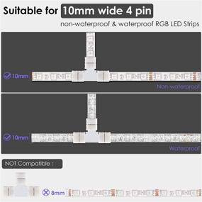 img 3 attached to T Shape 4-Pin LED Connectors 10-Pack - JACKYLED 10mm Wide Unwired Solderless Gapless Adapter Connectors Terminal Extension 12V 72W with 32pcs Clips for 5050 3528 SMD RGB LED Strip Lights: Buy Now!