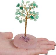 🌈 jic gem chakra healing crystals tree: green aventurine on rose quartz base - 4" feng shui figurine логотип