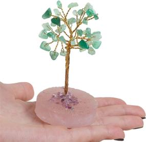 img 4 attached to 🌈 JIC Gem Chakra Healing Crystals Tree: Green Aventurine on Rose Quartz Base - 4" Feng Shui Figurine