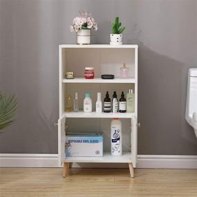 img 2 attached to 🚪 Raintain Freestanding Bathroom Cabinet – Ivory White Floor Cabinet with Open Shelves and Doors for Living Room, Kitchen, Study, Entryway