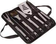 🍖 stainless steel barbecue tool set - home-complete bbq grill accessories with 7 utensils and carrying case, including spatula, tongs, and knife logo