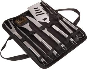 img 3 attached to 🍖 Stainless Steel Barbecue Tool Set - Home-Complete BBQ Grill Accessories with 7 Utensils and Carrying Case, Including Spatula, Tongs, and Knife