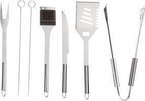 img 2 attached to 🍖 Stainless Steel Barbecue Tool Set - Home-Complete BBQ Grill Accessories with 7 Utensils and Carrying Case, Including Spatula, Tongs, and Knife