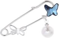 🦋 yybonnie crystal butterfly safety pin brooch with pearl pendant for cardigans, hats, scarves, suits, sweaters - charm pins broach logo