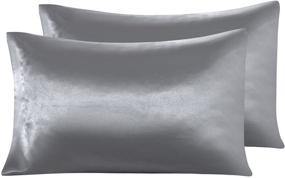 img 1 attached to ARTALL Luxurious Silky Soft 4 Piece Satin Sheet Set with Deep Pocket, Queen Size - Elegant Grey