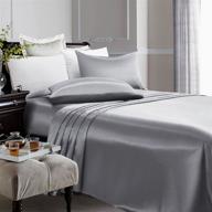 artall luxurious silky soft 4 piece satin sheet set with deep pocket, queen size - elegant grey logo
