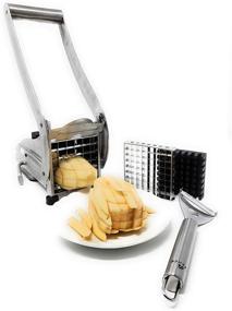 img 1 attached to Commercial Stainless Steel French Fry Cutter with 2 Blade Sizes - Non-Slip Suction Base - PotatO Slicer - Fries Cutter - Potato Dicer - Potato Peeler - Potato Cutter