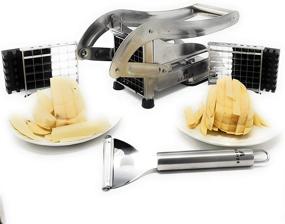 img 3 attached to Commercial Stainless Steel French Fry Cutter with 2 Blade Sizes - Non-Slip Suction Base - PotatO Slicer - Fries Cutter - Potato Dicer - Potato Peeler - Potato Cutter