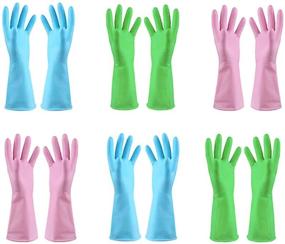 img 4 attached to 🧤 URSMART Dishwashing Gloves - Set of 6 Rubber Kitchen Gloves | Waterproof, Medium Size, for Kitchen Dish Washing, Laundry Cleaning | Color Random