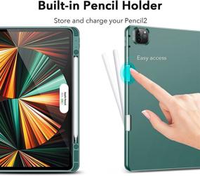 img 1 attached to ESR Pencil Case for iPad Pro 12.9 (2021) with Pencil 2 Holder, Flexible Back Cover, Auto Sleep/Wake, Viewing/Writing Stand, Rebound Series - Pine Green
