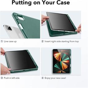 img 2 attached to ESR Pencil Case for iPad Pro 12.9 (2021) with Pencil 2 Holder, Flexible Back Cover, Auto Sleep/Wake, Viewing/Writing Stand, Rebound Series - Pine Green