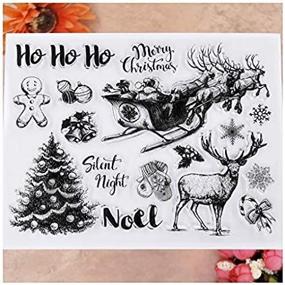 img 1 attached to Merry Christmas Santa Deer Sled Tree Snowflake Bell Noel Clear Stamps for Card Making, Decoration, and DIY Scrapbooking by KWELLAM