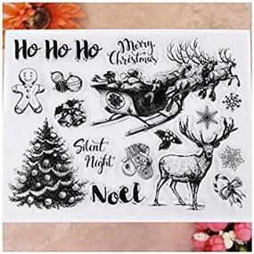 img 4 attached to Merry Christmas Santa Deer Sled Tree Snowflake Bell Noel Clear Stamps for Card Making, Decoration, and DIY Scrapbooking by KWELLAM