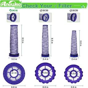 img 2 attached to 🧹 Anewise Filter Kit for Dyson DC41, DC65, DC66, UP13, UP20 Multi Floor, Ball and Animal Vacuum, 2 HEPA Post Filters &amp; 2 Pre Filters, Replaces Part # 920769-01 &amp; 920640-01