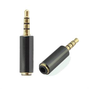 img 1 attached to 🎧 Seadream 2-Pack Gun Black Metal 4-Pole 3.5mm Male to 3.5mm Female Headset Audio Jack Extender for iPhone and Android Cases - Gold Plated