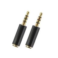 🎧 seadream 2-pack gun black metal 4-pole 3.5mm male to 3.5mm female headset audio jack extender for iphone and android cases - gold plated logo