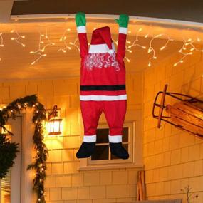 img 1 attached to 🎅 YEAHBEER Christmas Hanging Santa Claus Decoration - 4.1 FT for Gutter, Roof, Chimney, or Tree