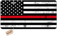🚒 amcove thin red line firefighter flag license plate - retro vintage usa flg vanity metal novelty tag sign - 6 x 12 inch logo