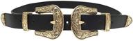 👖 classic western vintage-style genuine leather women's belt with dual buckles - ideal for jeans, dress pants, and more! logo