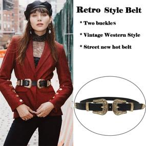 img 3 attached to 👖 Classic Western Vintage-Style Genuine Leather Women's Belt with Dual Buckles - Ideal for Jeans, Dress Pants, and More!