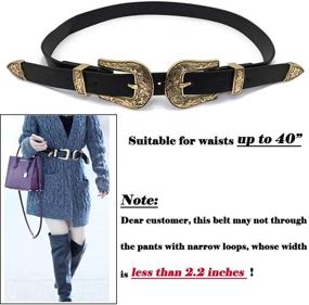 img 2 attached to 👖 Classic Western Vintage-Style Genuine Leather Women's Belt with Dual Buckles - Ideal for Jeans, Dress Pants, and More!