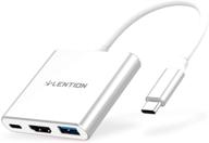 🔌 lention 3-in-1 usb c hub with 100w type c power delivery, usb 3.0 &amp; 4k hdmi adapter for 2021-2016 macbook pro 13/15/16, new mac air/surface and more - stable driver certified (cb-c14, silver) logo