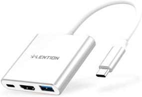img 4 attached to 🔌 LENTION 3-in-1 USB C Hub with 100W Type C Power Delivery, USB 3.0 &amp; 4K HDMI Adapter for 2021-2016 MacBook Pro 13/15/16, New Mac Air/Surface and More - Stable Driver Certified (CB-C14, Silver)