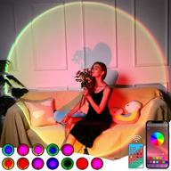 🌈 mdirous sunset lamp projection: 16 colors changing led lights & 360 degree rotation for stunning christmas decorations, party, and photography - rainbow night light for bedroom and home логотип