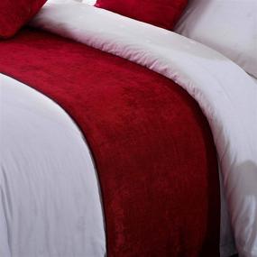 img 3 attached to 🛏️ OSVINO Chenille Bed Runner Scarf for Bedroom Hotel, Red 240X50cm, Breathable and Modern Bedding Protection for 180cm Bed