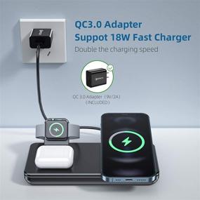 img 2 attached to 🔌 Cutting-edge Wireless Charging Station for Apple Products: 18W Fast Charger for iPhone 12/11/XR/XS Max/Xs/X/8, AirPods Pro, Apple Watch 6/5/4/3/2/1 with Latest Chip & QC3.0 Adapter