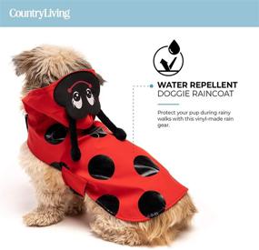 img 1 attached to 🐶 Country Living by Silver Paw, Water-Resistant Dog Raincoat in Ladybug Design - Adjustable & Lightweight Puppy/Dog Rain Jacket with Adorable Hoodie and Reflective Strap (Size M)