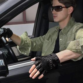 img 3 attached to 🧤 Fashionably Functional: Fioretto Driving Leather Fingerless Goatskin Men's Accessories