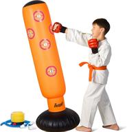 inflatable kids punching bag with stand – free standing boxing bag for karate and taekwondo – 63’’ punching bag with stand – freestanding sports bag with air pump logo