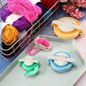 img 1 attached to Fluff Ball Waver & Pompom Maker Set - 6 Sizes with 12 Colored 🎀 Acrylic Yarn Skeins, Thread Cutter Scissors - DIY Wool Knitting Craft Tool for Easter Decoration