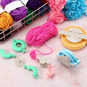img 2 attached to Fluff Ball Waver & Pompom Maker Set - 6 Sizes with 12 Colored 🎀 Acrylic Yarn Skeins, Thread Cutter Scissors - DIY Wool Knitting Craft Tool for Easter Decoration