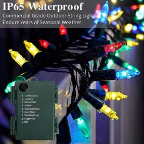 img 1 attached to 🌟 Multicolored Battery Operated String Lights: 33ft 100 LED Waterproof Christmas Lights with 8 Modes for Outdoor Xmas Tree Decor, Wedding Party, Patio, Garden, Bedroom