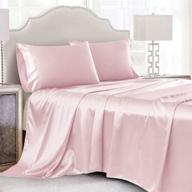 🛏️ cobedzy 4 piece blush pink silk satin sheets set - queen size bedding with deep pocket fitted sheet, flat sheet, and 2 pillowcases logo