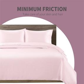 img 1 attached to 🛏️ Cobedzy 4 Piece Blush Pink Silk Satin Sheets Set - Queen Size Bedding with Deep Pocket Fitted Sheet, Flat Sheet, and 2 Pillowcases