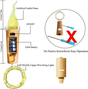 img 3 attached to 🍷 Декорман Вино Бутылка Пробка Свет - 10 Пачек 20 LED Теплые Белые Феерические Огни с Свечой для Вечеринки, Свадьбы, Рождества, Хэллоуина - Батарейка Управляемые Медные Провода Ленты - Мини Звездные Огни (Теплый Белый)