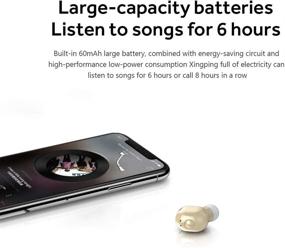 img 2 attached to Мини-Bluetooth наушник AIYIBEN - самые маленькие беспроводные невидимые наушники с возможностью воспроизведения до 4-5 часов, гарнитура с микрофоном для iPhone и Android (Цвет кожи)