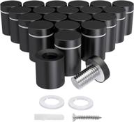 🔩 20-pack luckin stainless steel standoff screws - mounting glass hardware sign - acrylic picture frame stand off nails - 1 x 1 inch - black logo