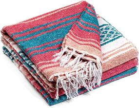 img 4 attached to 🧘 Premium Mexican Blanket: Authentic Yoga, Beach, Picnic, and Travel Blanket - Handmade Outdoor Rug with Excellent Durability - Ideal Yoga Bolster