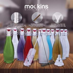 img 1 attached to 🍾 Premium 17 oz Glass Bottle Set with Airtight Swing Top Stoppers - Perfect for Kombucha, Beer, Water Kefir, and More! Includes Bottle Brush, Funnel, and Gold Glass Marker - mockins Set of 12