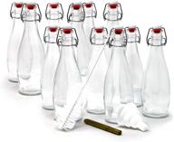 🍾 premium 17 oz glass bottle set with airtight swing top stoppers - perfect for kombucha, beer, water kefir, and more! includes bottle brush, funnel, and gold glass marker - mockins set of 12 logo