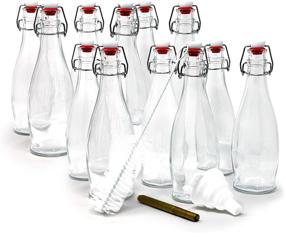 img 4 attached to 🍾 Premium 17 oz Glass Bottle Set with Airtight Swing Top Stoppers - Perfect for Kombucha, Beer, Water Kefir, and More! Includes Bottle Brush, Funnel, and Gold Glass Marker - mockins Set of 12