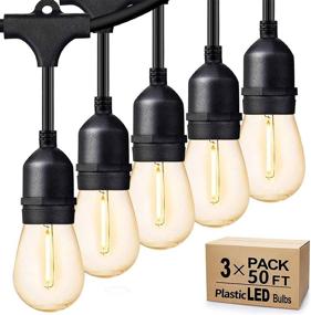 img 4 attached to 🌟 Svater Outdoor String Lights 150FT - 3 Pack of 50FT - 45pcsxE26 Socket - 48pcs S14 Shatterproof Bulbs - 1 Watt - Dimmable 2700K Warm White - IP65 Waterproof - Commercial Grade Patio Lights for Ultimate Outdoor Ambiance