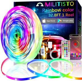 img 4 attached to Militisto Rainbow LED Light Strips - App Controlled RGBIC LED Strip Lights 32.8ft 🌈 (1-Pack) - Music Sync for Bedroom, Aesthetic Room Decor, Smart Home, Home Decorations, Dorm Decor