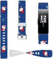 inspire 2 bands christmas silicone - strap compatible with fitbit inspire/inspire hr/inspire 2 large women - blue christmas father xmas theme snow santa logo