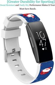 img 1 attached to Inspire 2 Bands Christmas Silicone - Strap Compatible With Fitbit Inspire/Inspire Hr/Inspire 2 Large Women - Blue Christmas Father Xmas Theme Snow Santa