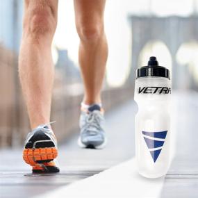 img 1 attached to Vetra Sports Squeeze Water Bottle: Leakproof Valve Hydration 💧 for Running, Cycling, Soccer & More - 22 oz Clear/Black/Blue